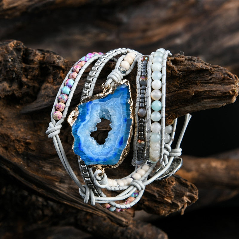 Boho Bracelet Natural Stones Charm 5 Strands Wrap - Shop Sassy Chick