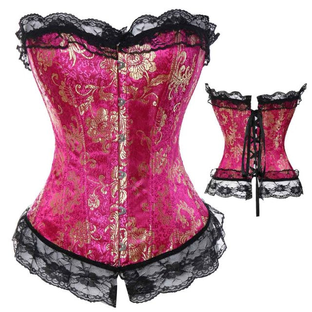 Women Burlesque Over bust Corset Bustier Top
