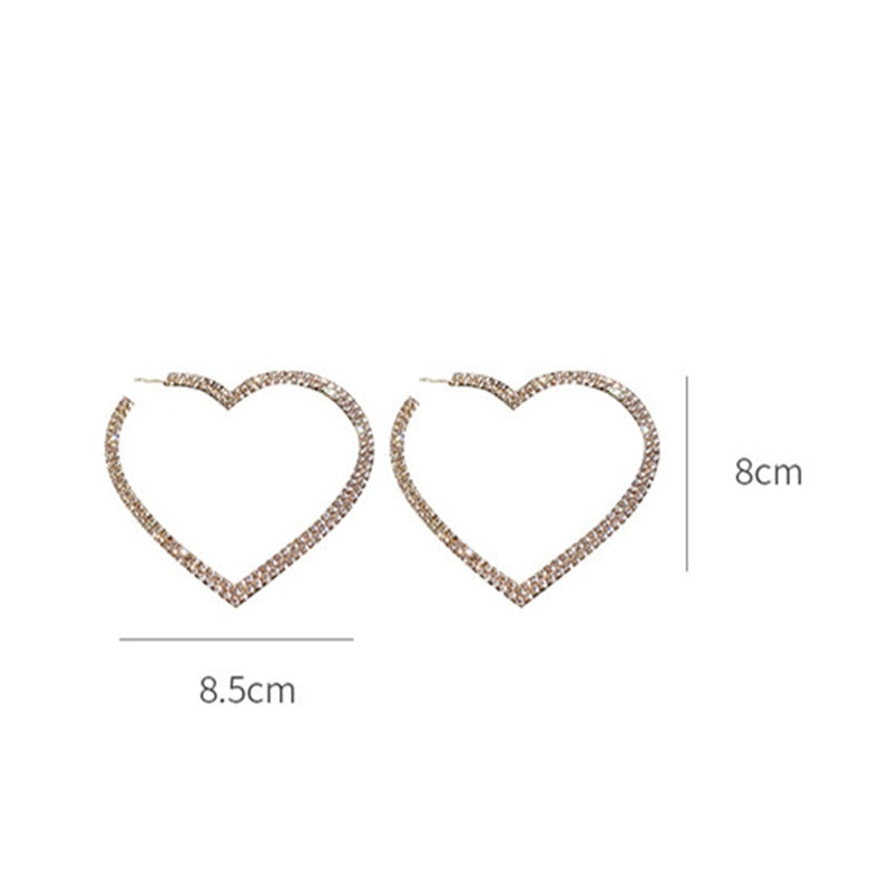Big Heart Crystal Hoop Earrings - Shop Sassy Chick
