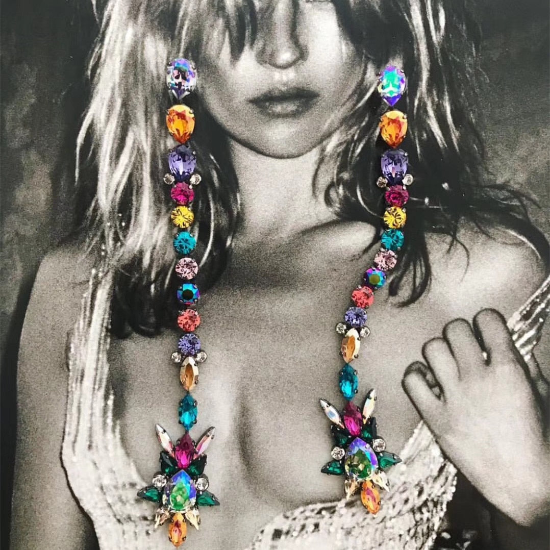 Crystal Long Chain Dangle Earrings