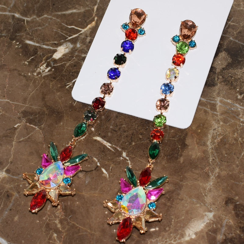 Crystal Long Chain Dangle Earrings