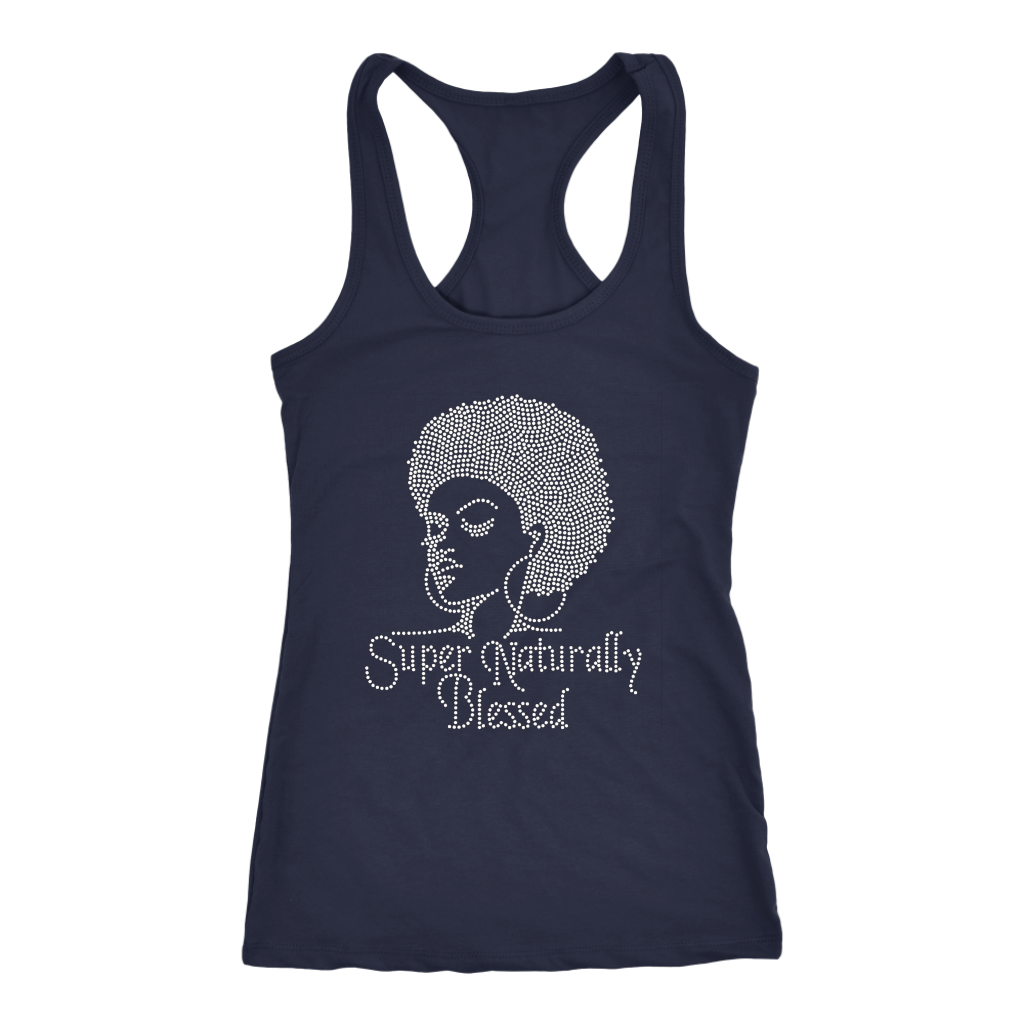 Super Naturally Blessed Racerback Tank Top - Navy | Shop Sassy Chick