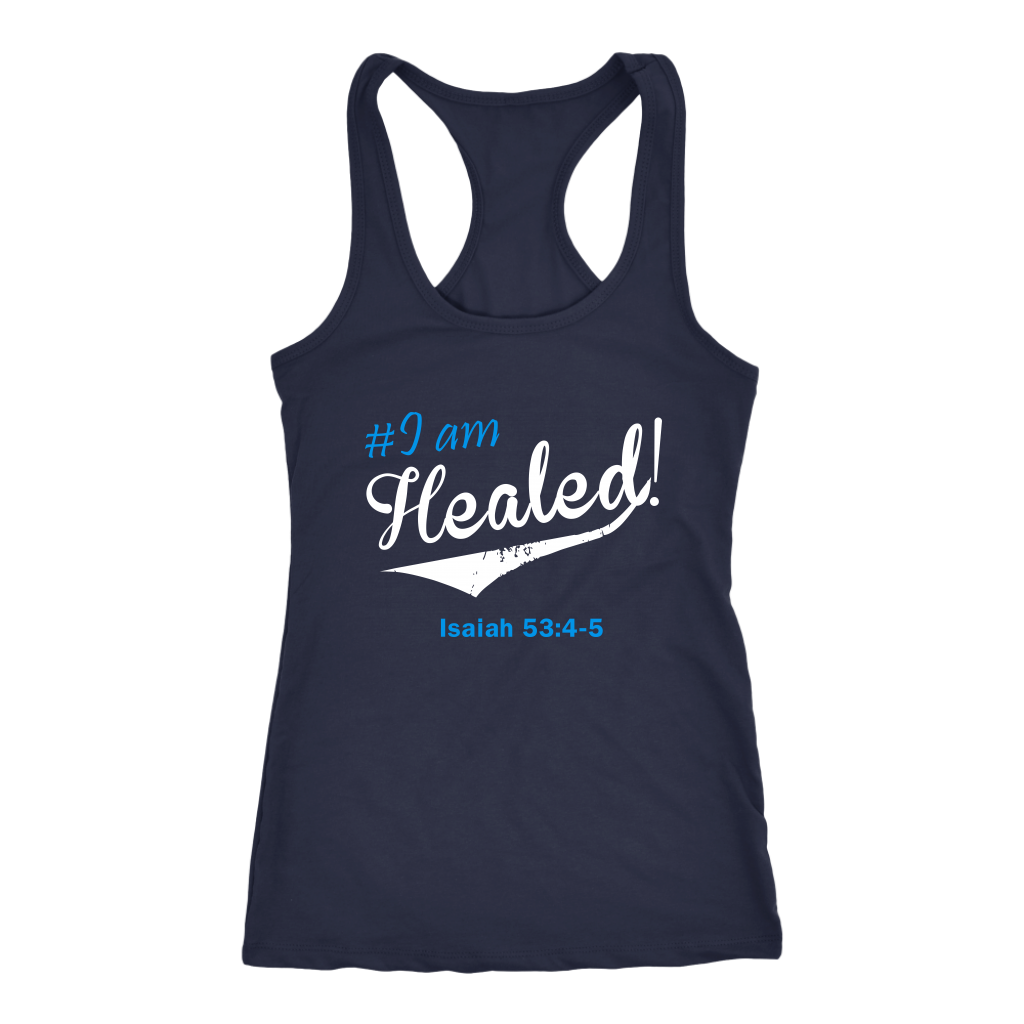 I Am Healed Racerback Tank Top - Navy | Shop Sassy Chick