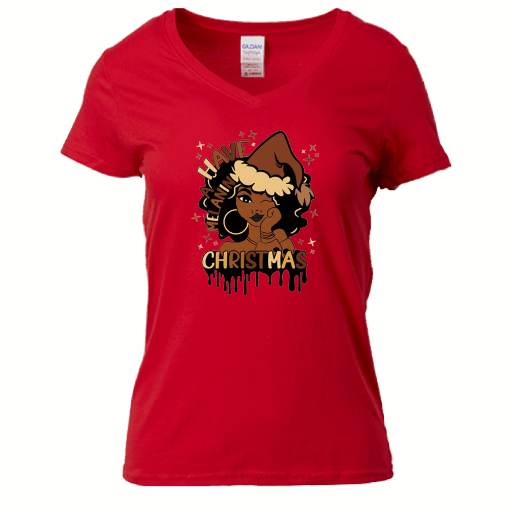 Melanin Christmas V-neck Shirt
