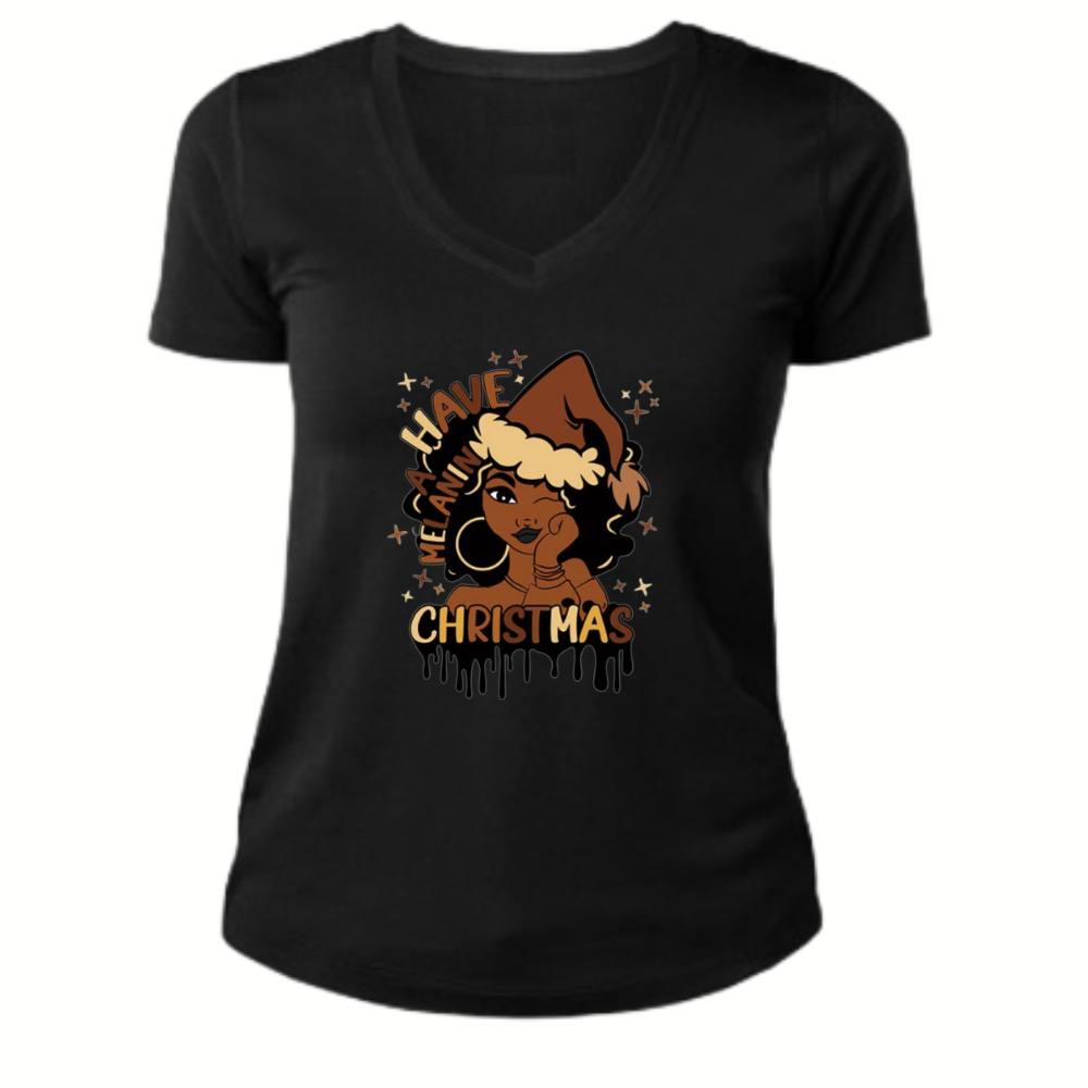 Melanin Christmas V-neck Shirt