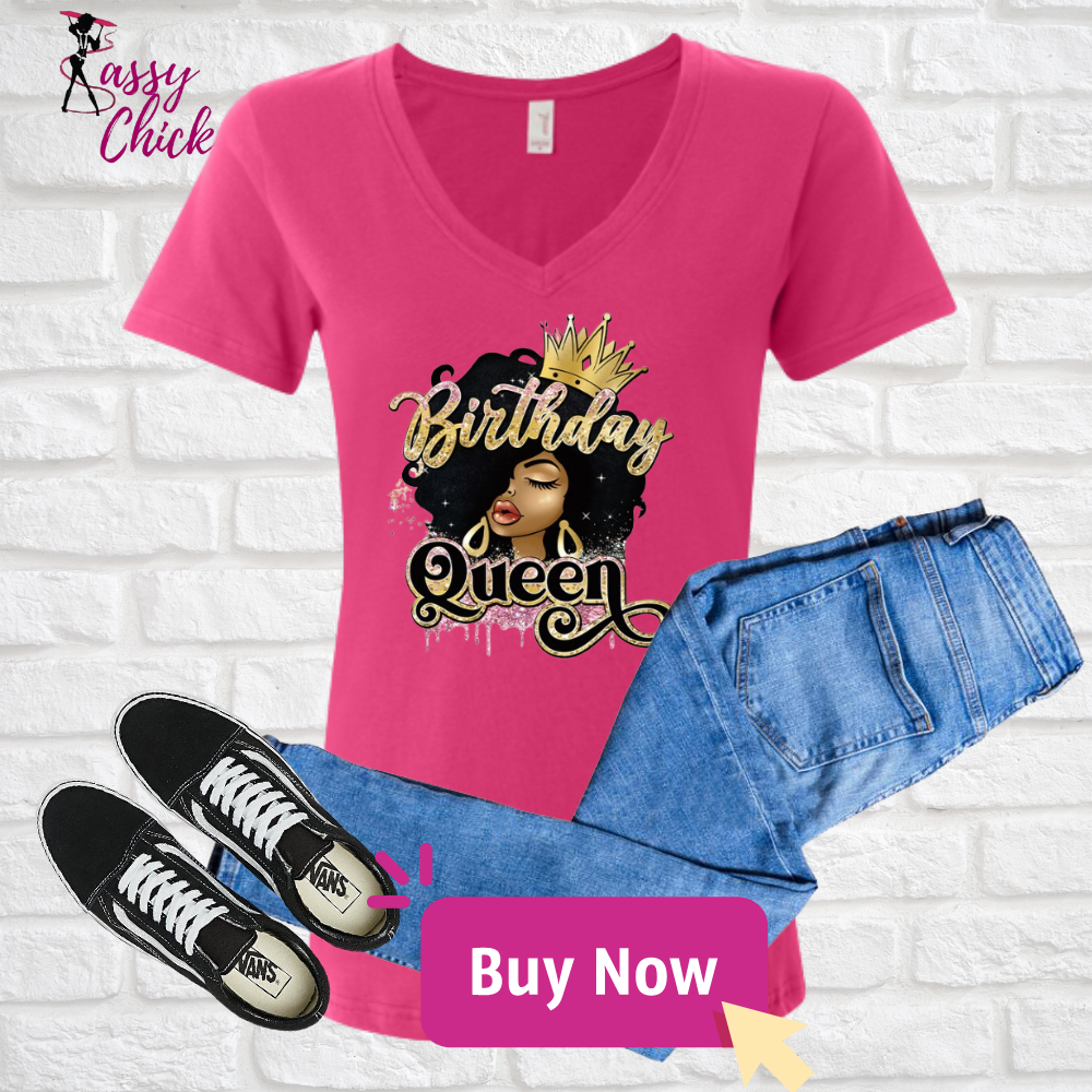 Birthday Queen V-neck Shirt