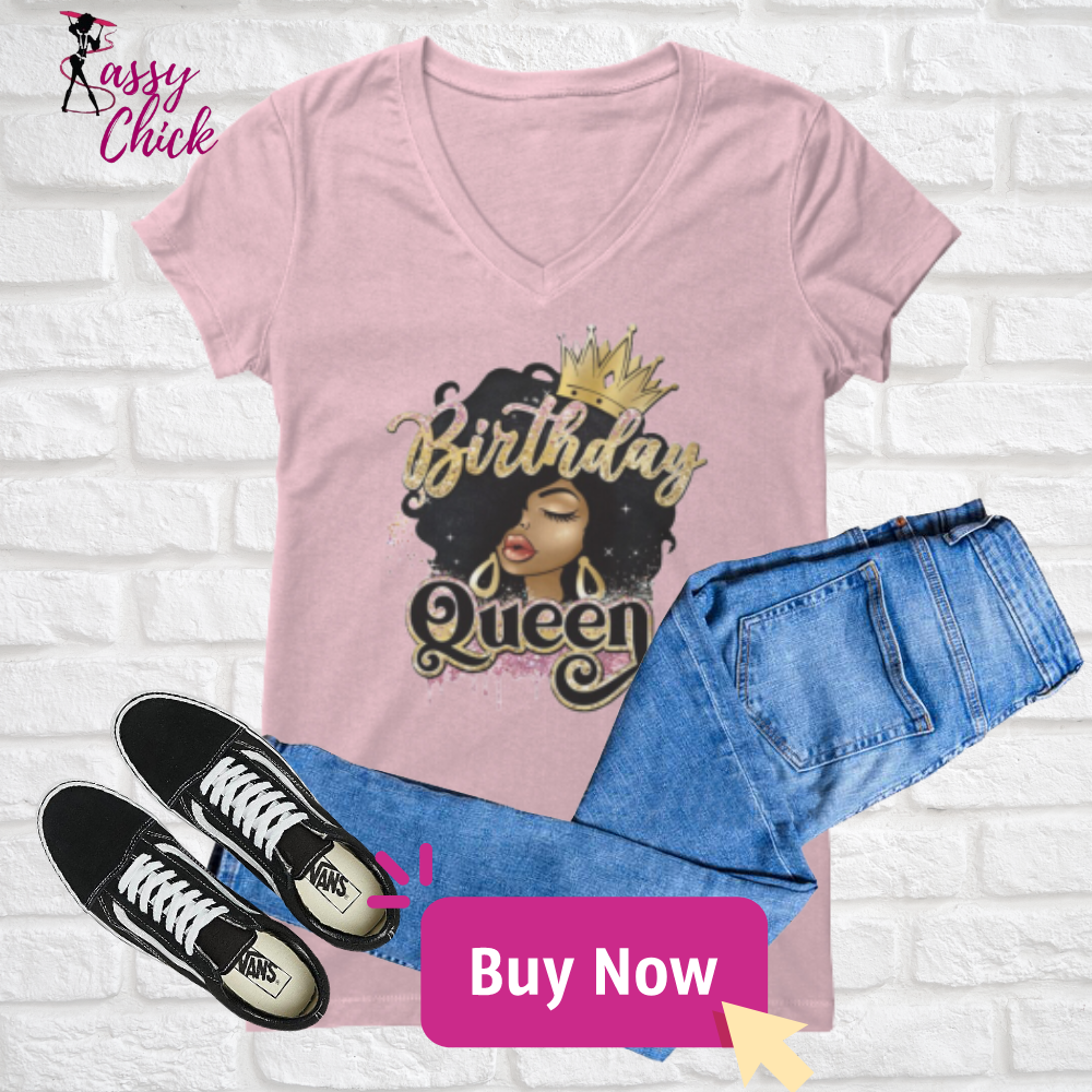 Birthday Queen V-neck Shirt