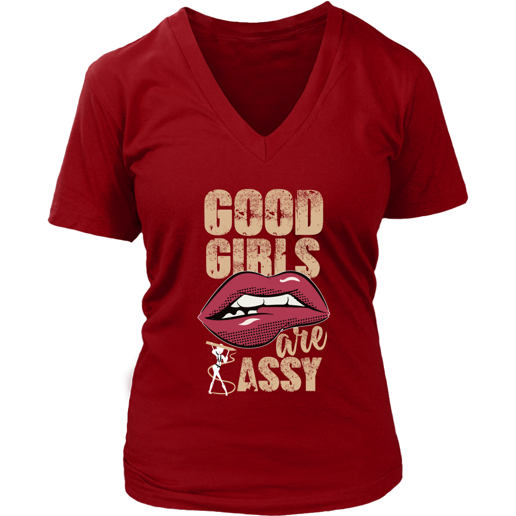 Good Girls are Sassy Women's V- Neck Tee - Red