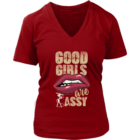 Good Girls are Sassy Women's V- Neck Tee - Red