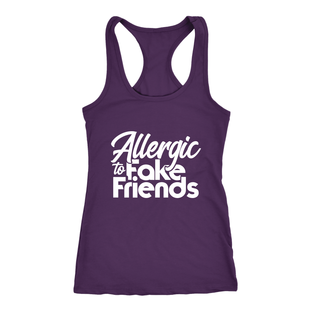 Allergic To Fake Friends Racerback Tank Top - Purple | Shop Sassy Chick