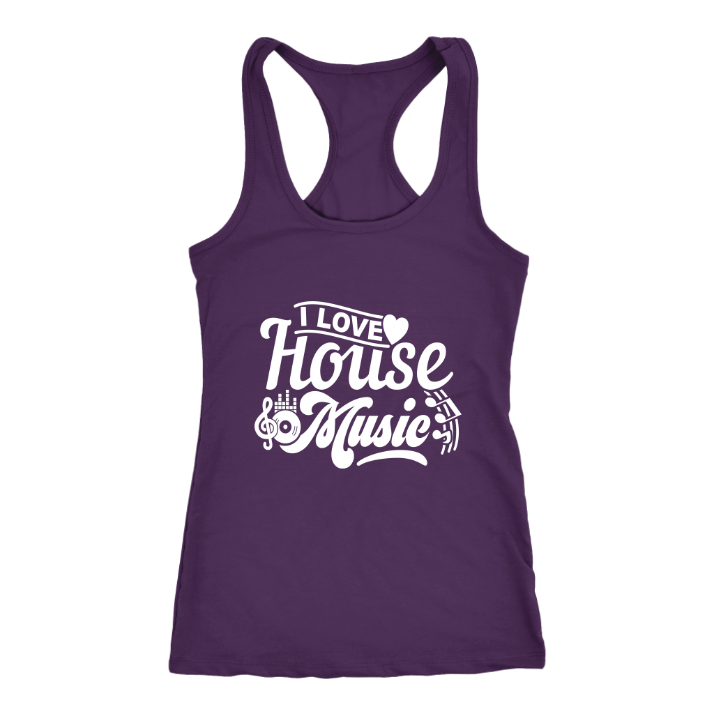 I Love House Music Racerback Tank Top - Violet | Shop Sassy Chick