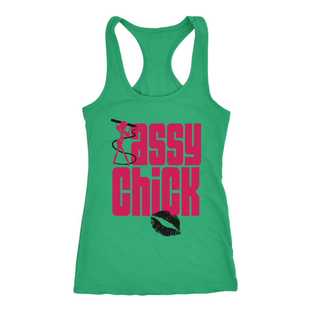 Sassy Chick Black Lips Racerback Tank Top - Green | Shop Sassy Chick