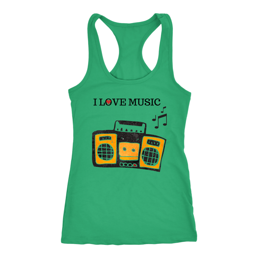 I Love House Music Racerback Tank Top - Green | Shop Sassy Chick