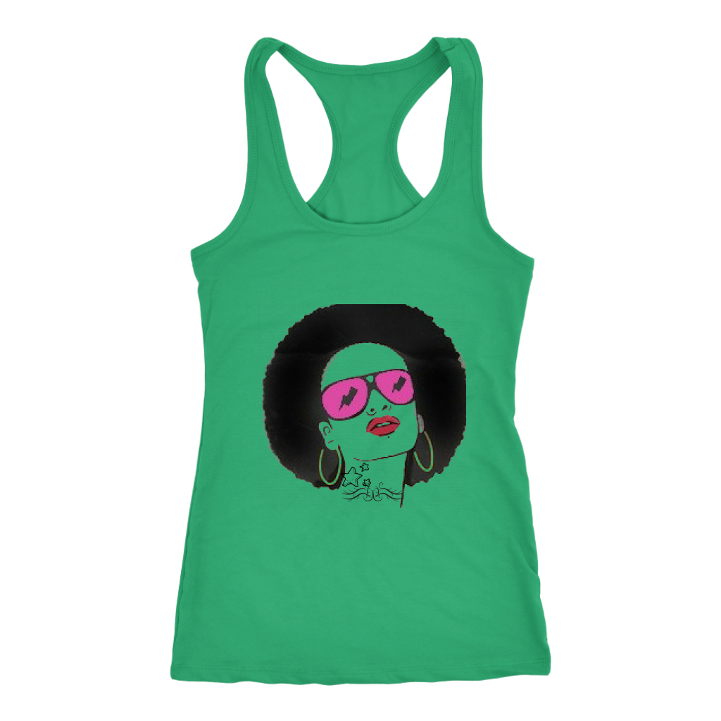 Sassy Afro Racerback Tank Top - Green | Shop Sassy Chick