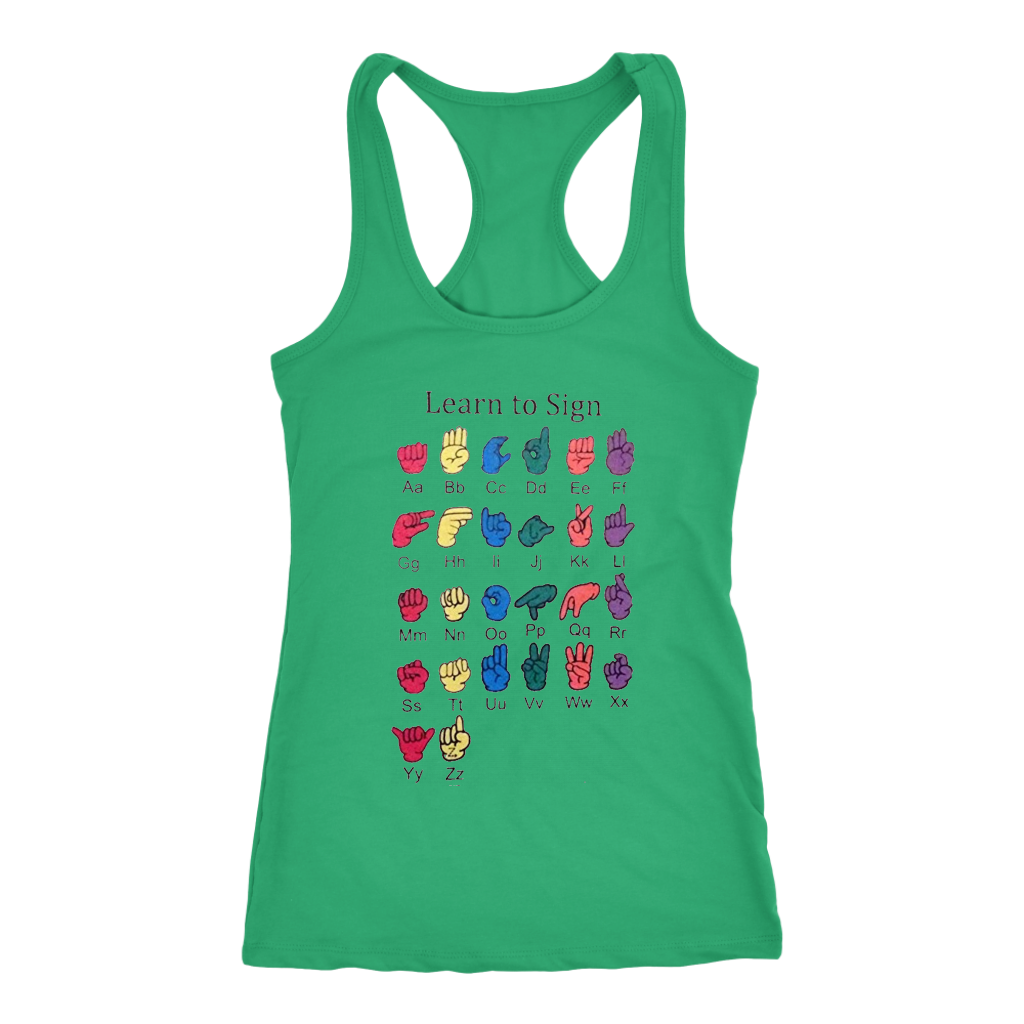 ASL I Love You Racerback Tank Top -Green | Shop Sassy Chick