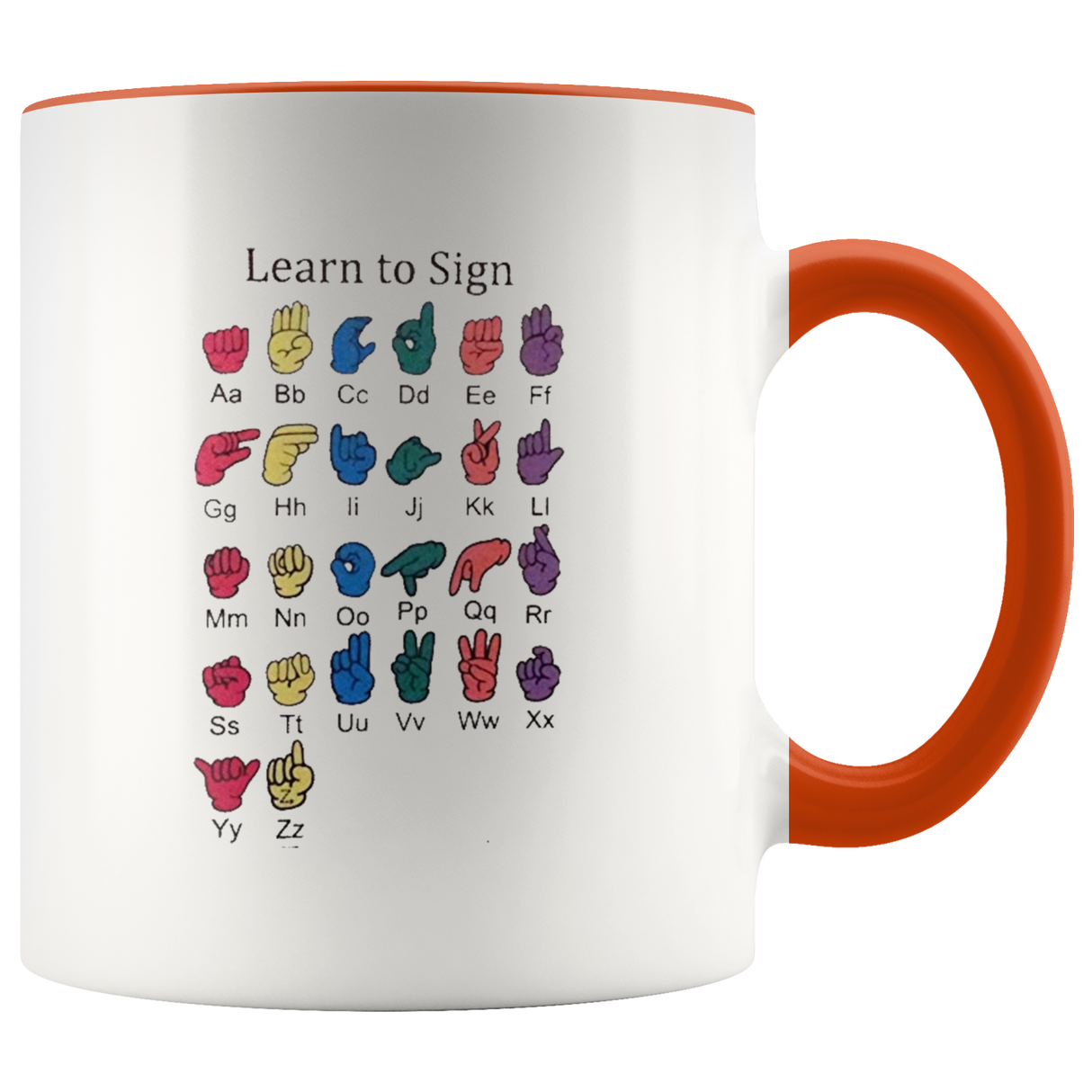 Learn ASL Ceramic Accent Mug - Orange | Shop Sassy Chick