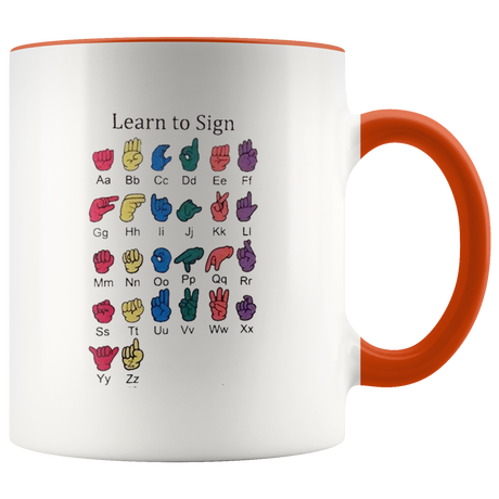 Learn ASL Ceramic Accent Mug - Orange | Shop Sassy Chick