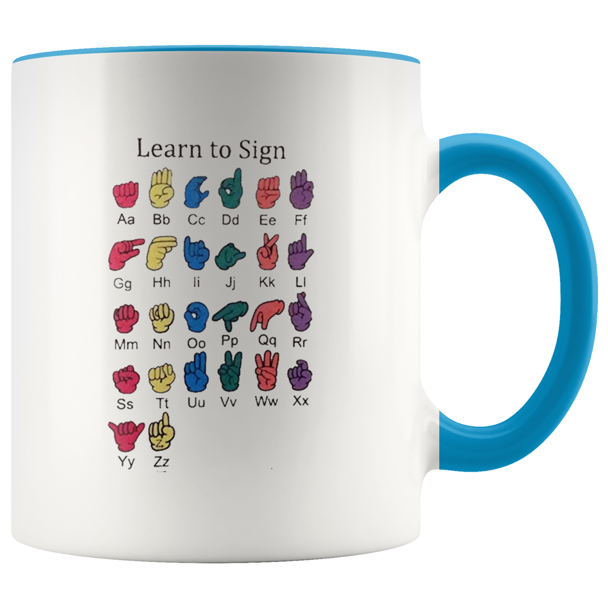 Learn ASL Ceramic Accent Mug - Blue | Shop Sassy Chick