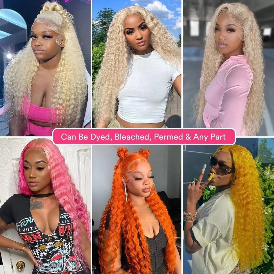 Collection of 100% Blonde Pre Plucked 40 Inch Curly Lace Front Human Hair Wig