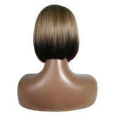 Back of 10 Inch Short Bob Lace Straight Synthetic Wigs
