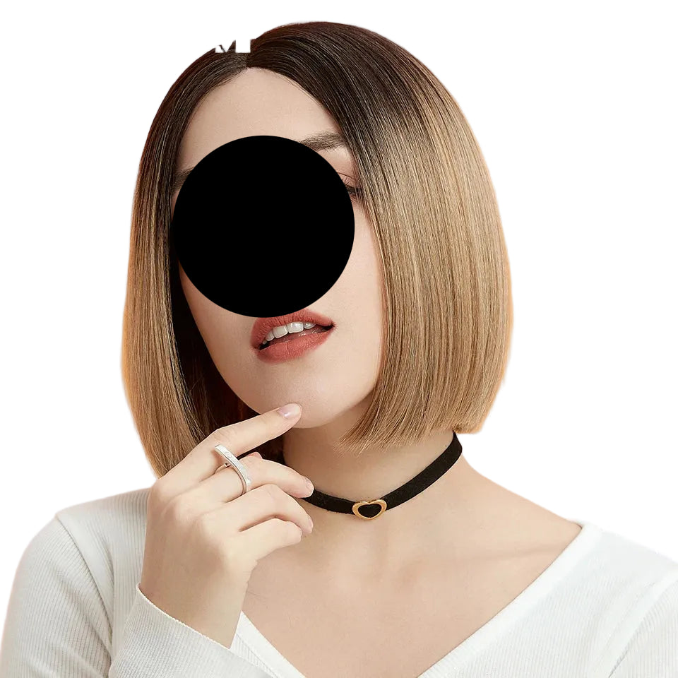 Brown 10 Inch Short Bob Lace Straight Synthetic Wigs