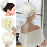 White 10" Short Multi Layered Straight Claw On Ponytail Clip Synthetic Wig