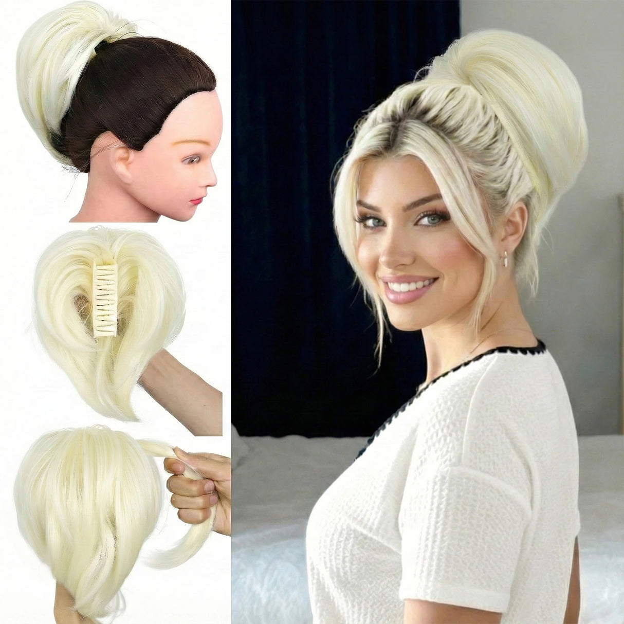 10" Short Multi Layered Straight Claw On Ponytail Clip Synthetic Wig