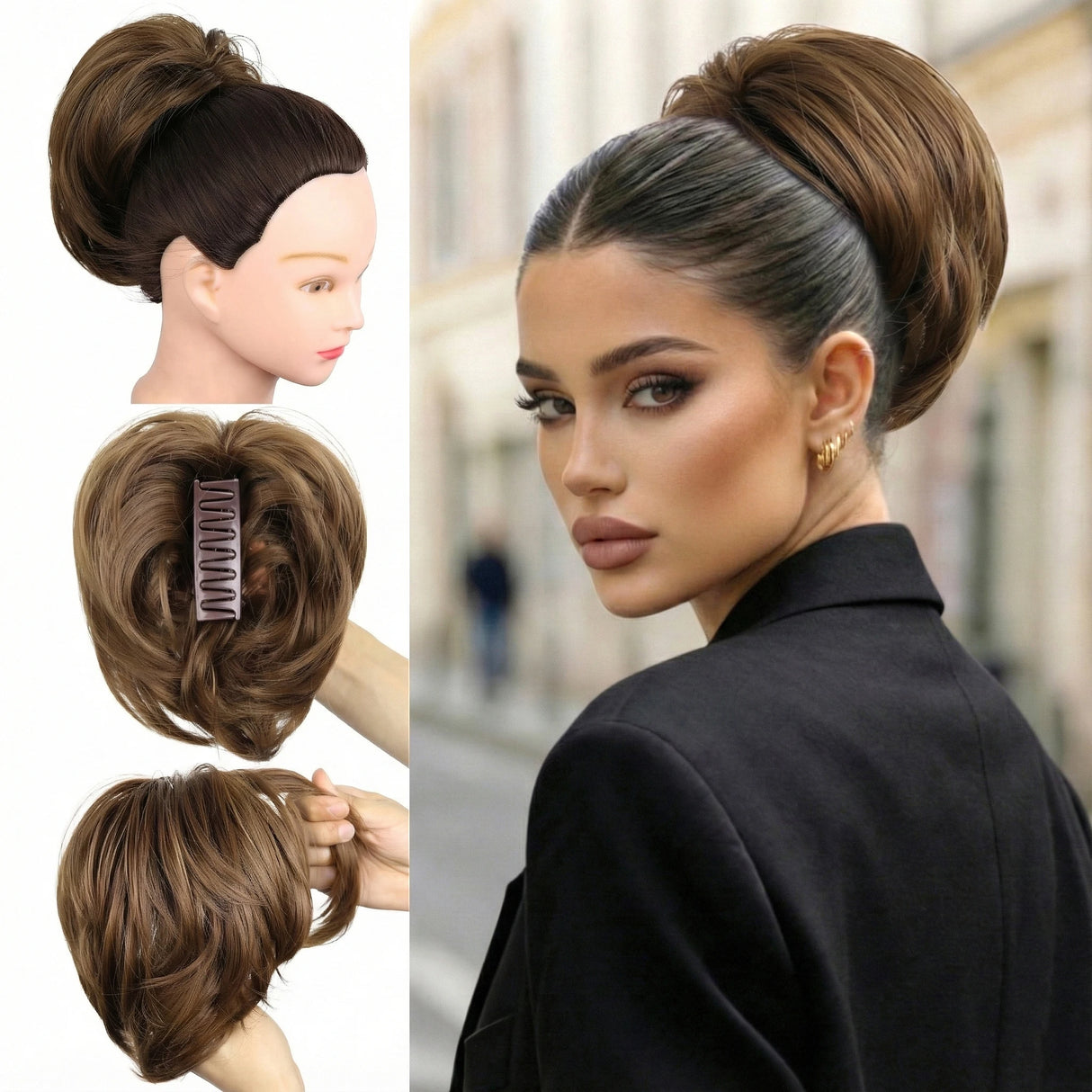 10" Short Multi Layered Straight Claw On Ponytail Clip Synthetic Wig