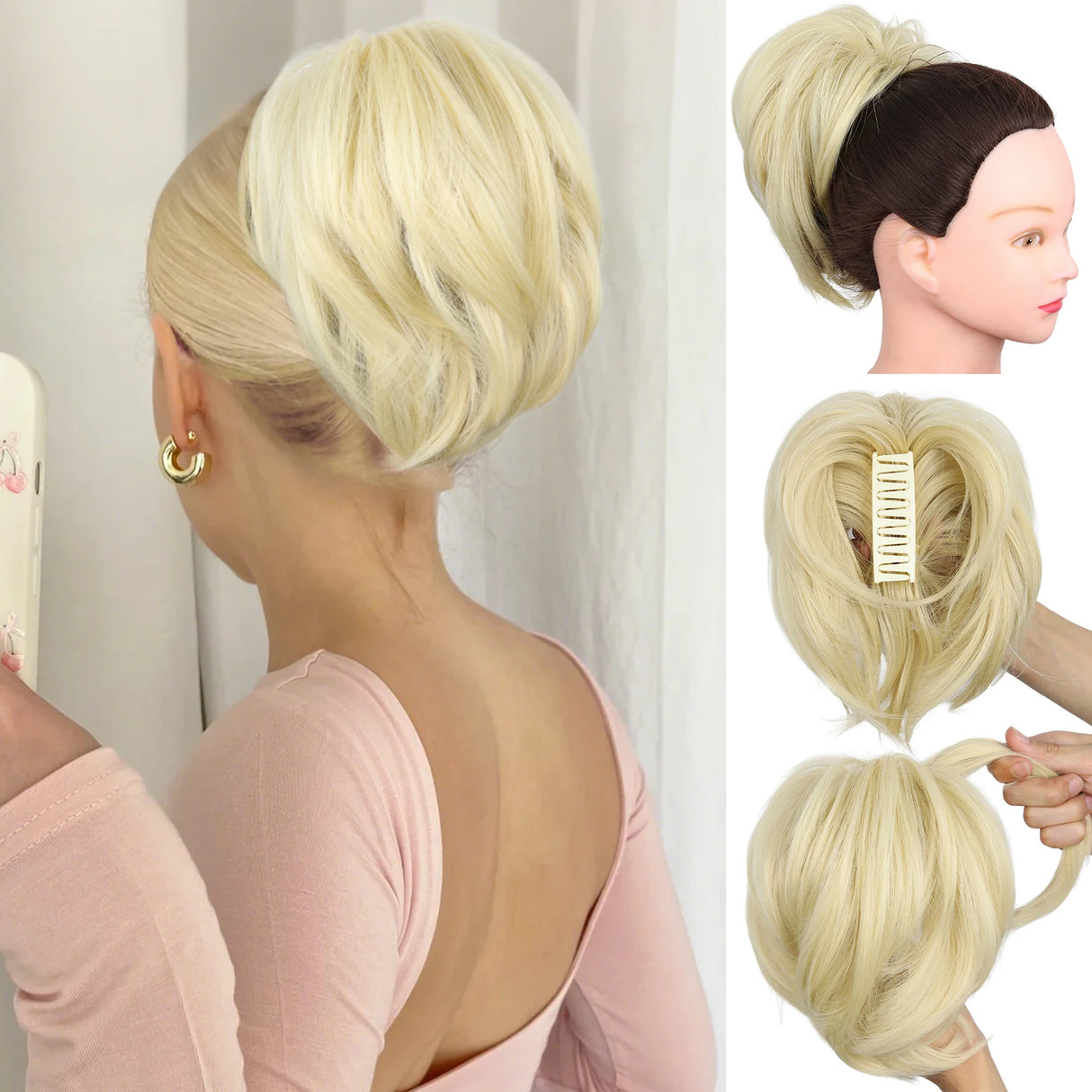 10" Short Multi Layered Straight Claw On Ponytail Clip Synthetic Wig