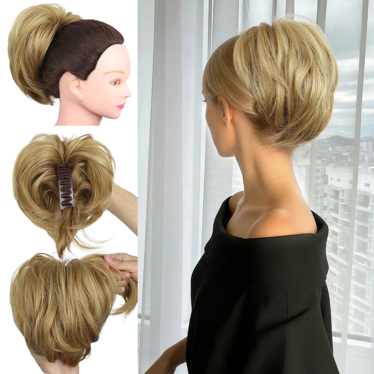 10" Short Multi Layered Straight Claw On Ponytail Clip Synthetic Wig