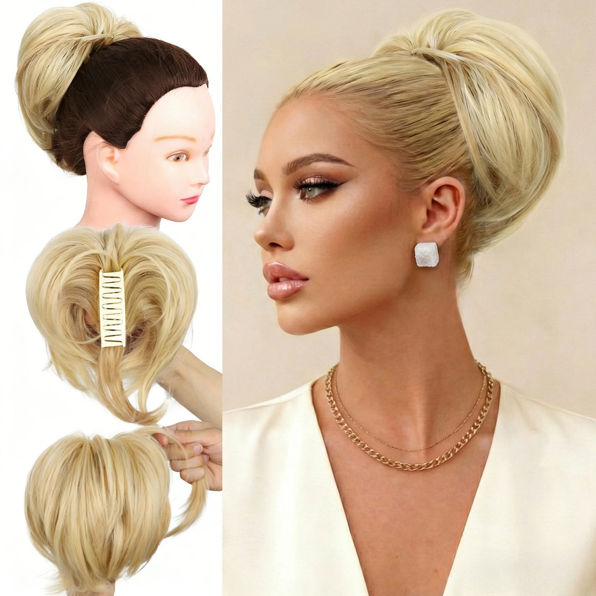 10" Short Multi Layered Straight Claw On Ponytail Clip Synthetic Wig