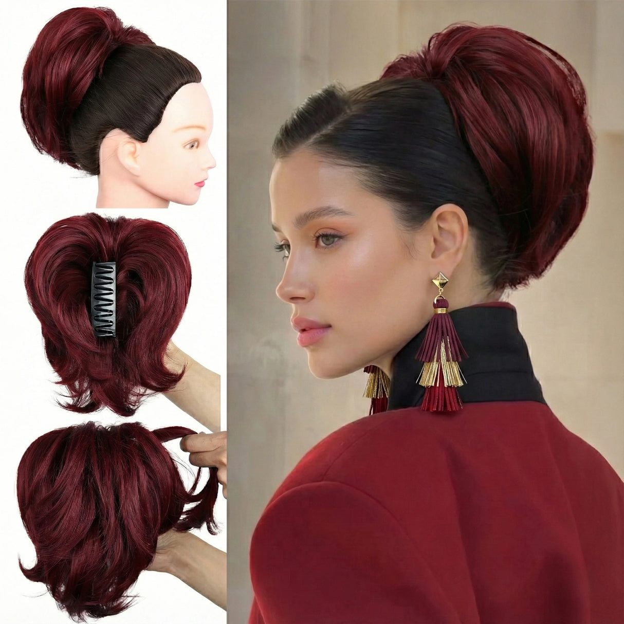 10" Short Multi Layered Straight Claw On Ponytail Clip Synthetic Wig