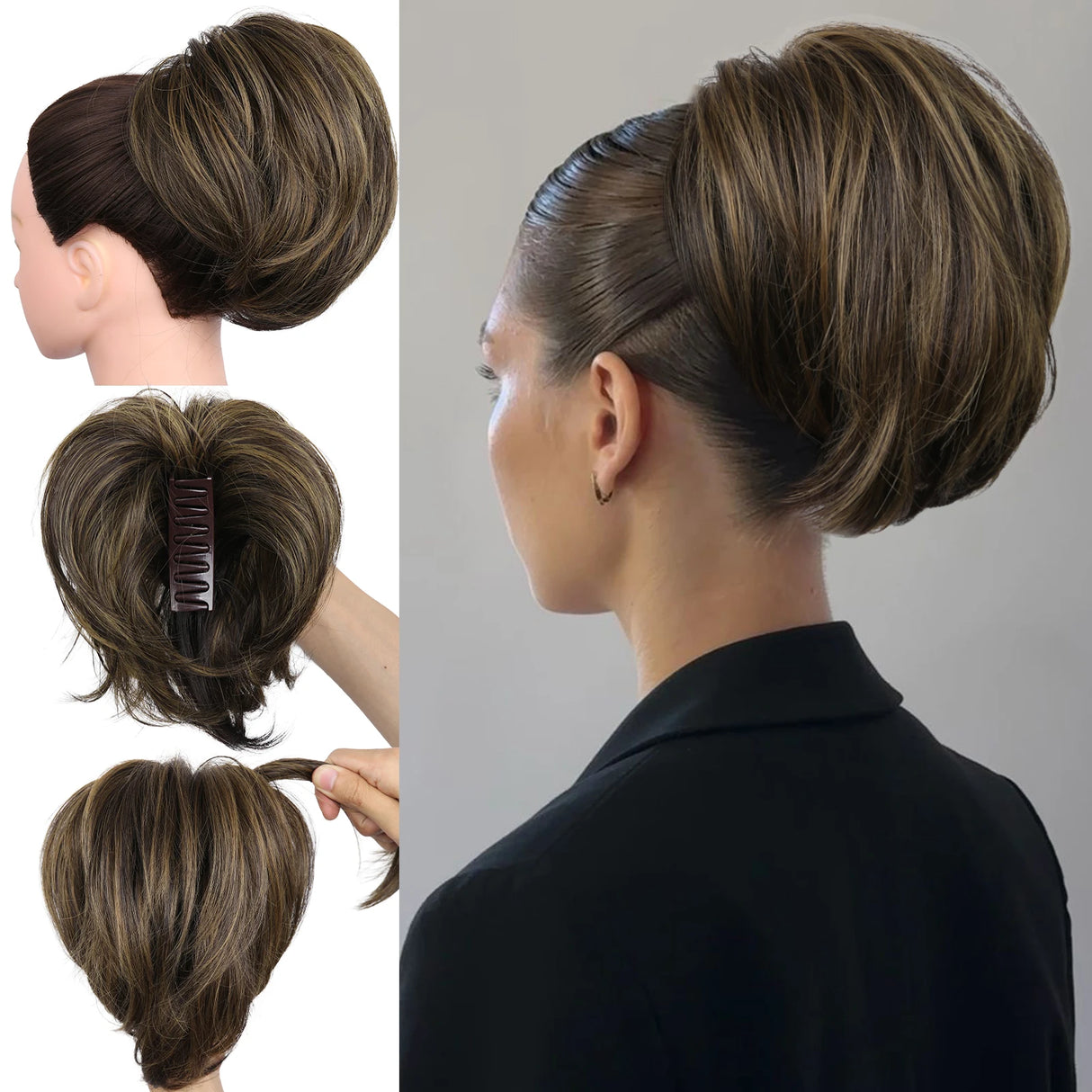 10" Short Multi Layered Straight Claw On Ponytail Clip Synthetic Wig