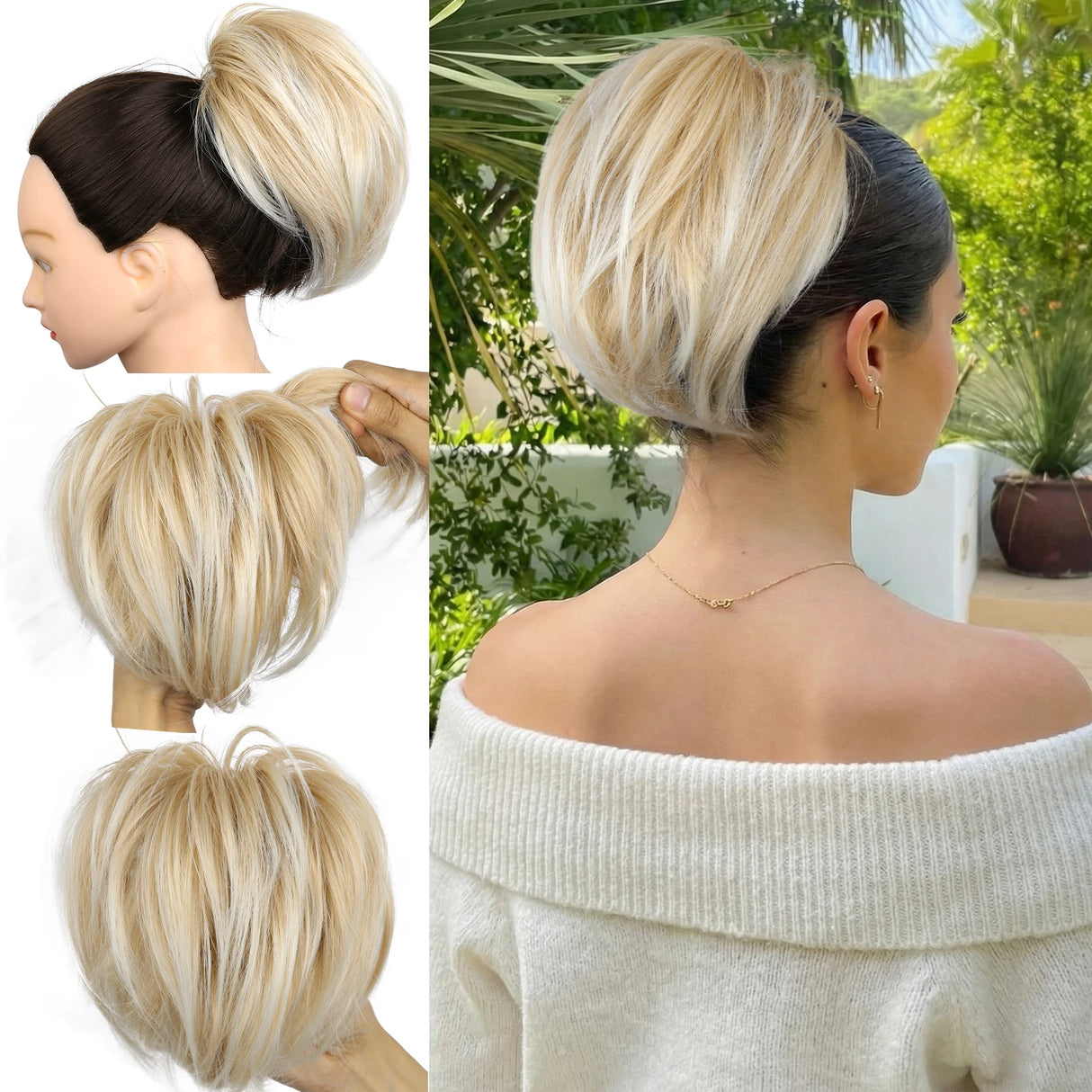 10" Short Multi Layered Straight Claw On Ponytail Clip Synthetic Wig