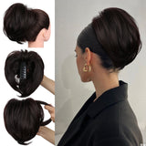 10" Short Multi Layered Straight Claw On Ponytail Clip Synthetic Wig