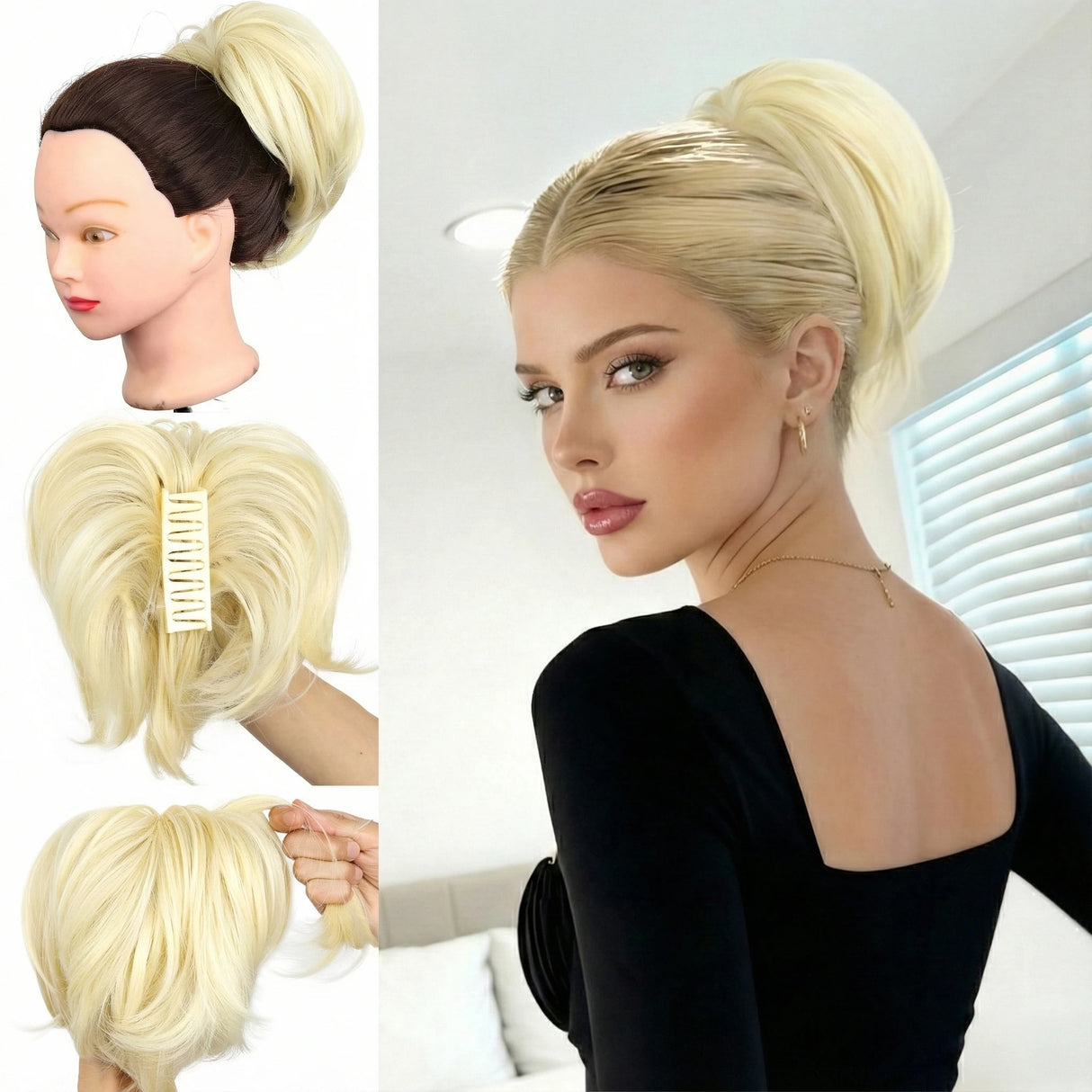 10" Short Multi Layered Straight Claw On Ponytail Clip Synthetic Wig