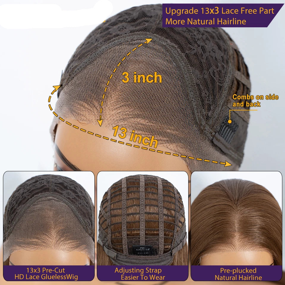 Size of 13X3 Pre Plucked Bob Synthetic Lace Front Wigs