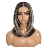 Gray 13X3 Pre Plucked Bob Synthetic Lace Front Wigs