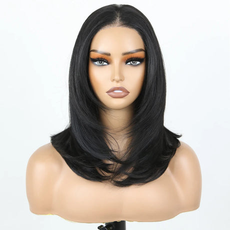 Black 13X3 Pre Plucked Bob Synthetic Lace Front Wigs