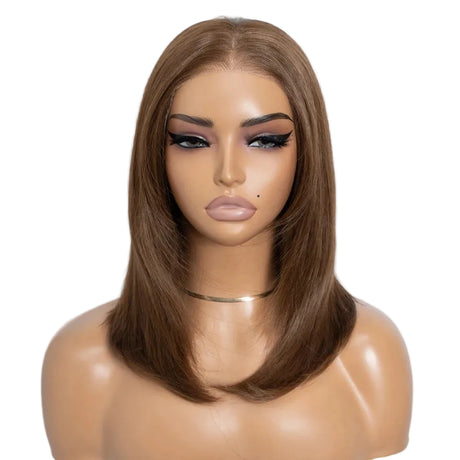Brown 13X3 Pre Plucked Bob Synthetic Lace Front Wigs