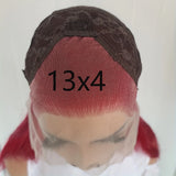 13X4 Burgundy Red Long Straight Synthetic Wig cap
