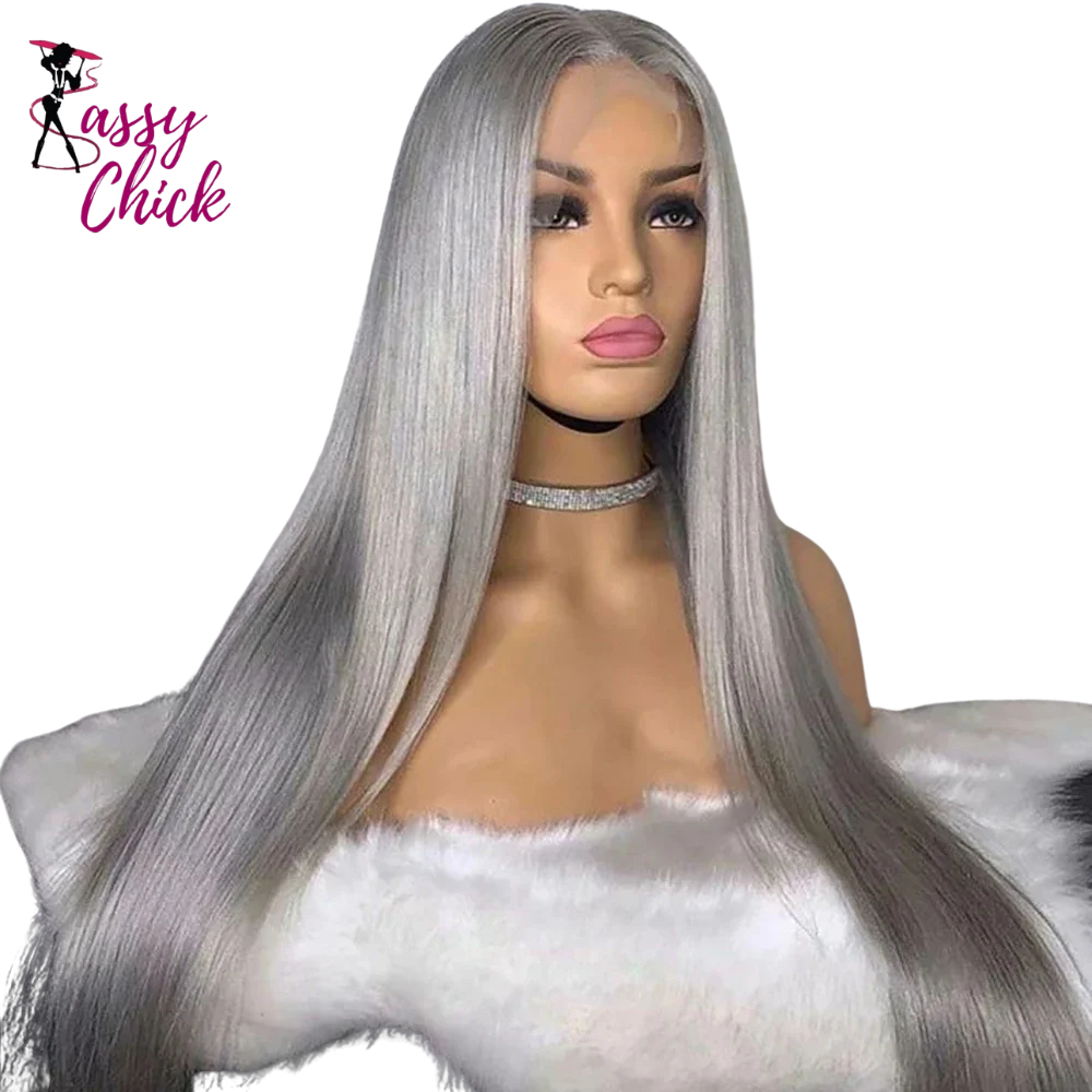 13x4 Straight Lace Frontal Wigs Human Hair Wig Sassy Chick Logo