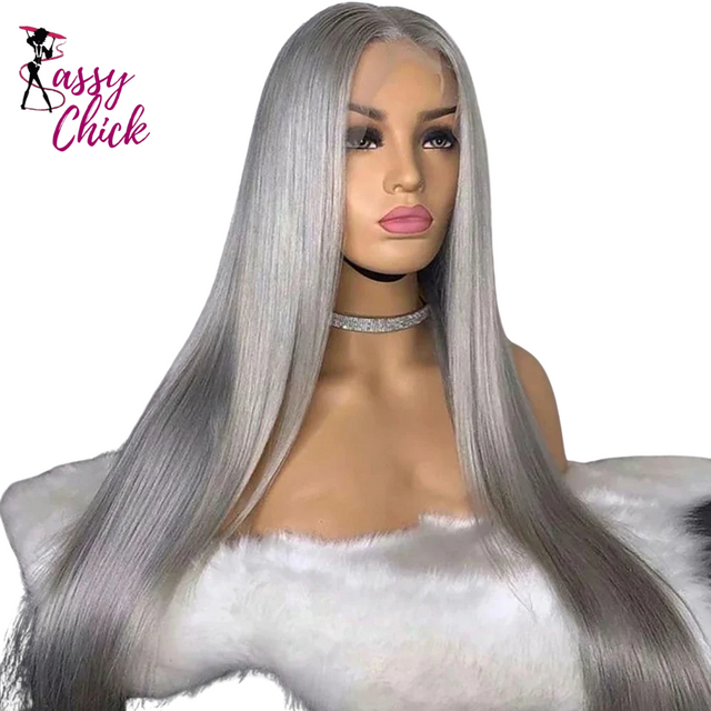 13x4 Straight Lace Frontal Wigs Human Hair Wig Sassy Chick Logo