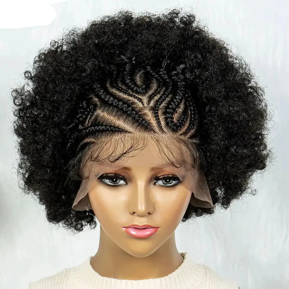 13x6 Lace Front Braided Wig black