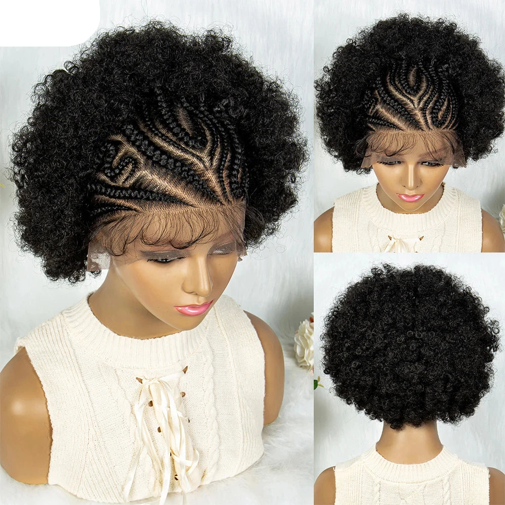 13x6 Lace Front Braided Wig black