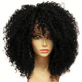 16 Inch Afro Kinky Curly With Bangs Hair Wigs black