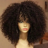 16 Inch Afro Kinky Curly With Bangs Hair Wigs brown