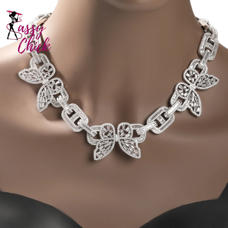 16MM Iced Out Cuban Butterflies Necklace Sassy Chick
