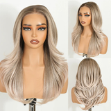 Gray 20" Ombre Blonde Wavy Synthetic Pre-cut Layered Lace Wigs