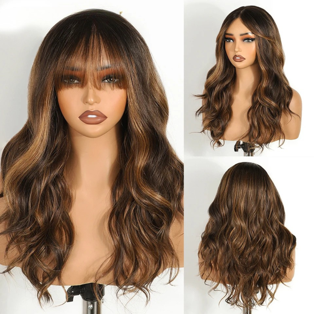 Brown 20" Ombre Brown Body Wave 6x4 Lace Synthetic Wigs
